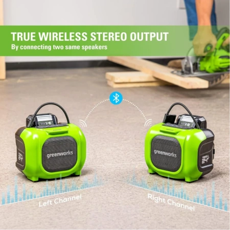 Система акустическая беспроводная Greenworks GPT-MNBS (гибрид. 24V/220V,Bluetooth,USB,без АКБ и ЗУ)