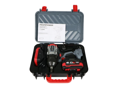 Гайковерт аккумуляторный ударный Profipower T-1200N (18В,Li-ion,1х6Ач,1200Hм,3/4" б/щ) кейс
